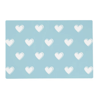 Blue White Cute Simple Heart Pattern Placemat