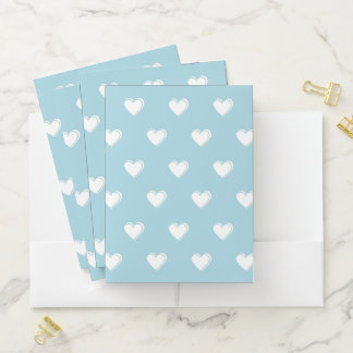 Blue White Cute Simple Heart Pattern Pocket Folder