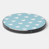Blue White Cute Simple Heart Pattern Wireless Charger (Front 2)