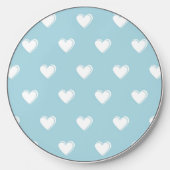 Blue White Cute Simple Heart Pattern Wireless Charger (Front)
