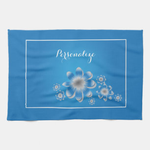 Blue & White Daisies Modern Stylish Personalize Kitchen Towel