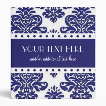 Blue & White Damask Binder by cami7669 at Zazzle