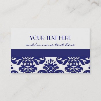 Blue&white Damask Business Card by cami7669 at Zazzle