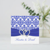 Blue, White Damask Couples Shower Invitation (Standing Front)