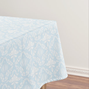 Blue White Damask Elegant Floral Tablecloth