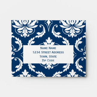 Blue White Damask RSVP Card A2 Envelope
