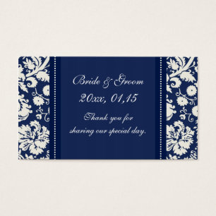 Blue White Damask Wedding Favor Tags