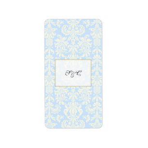 Blue/White Damask Wedding Hershey's Mini Wrapper Label