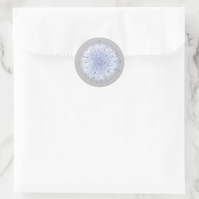Blue White Dandelion Wildflower Floral Gray Classic Round Sticker (Bag)