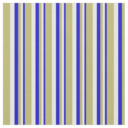 Blue, White & Dark Khaki Lines Pattern Fabric
