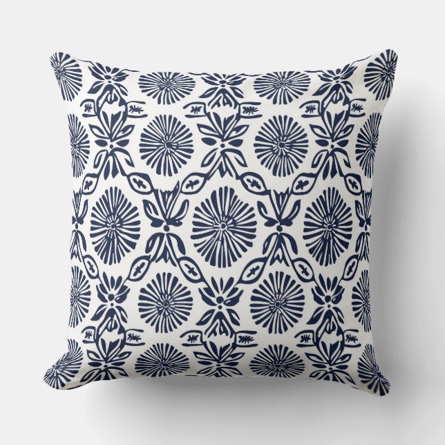 Blue & White Decorative Throw Pillow (Front)