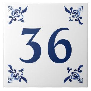 Blue White Delft Decorative Corners House Number Ceramic Tile