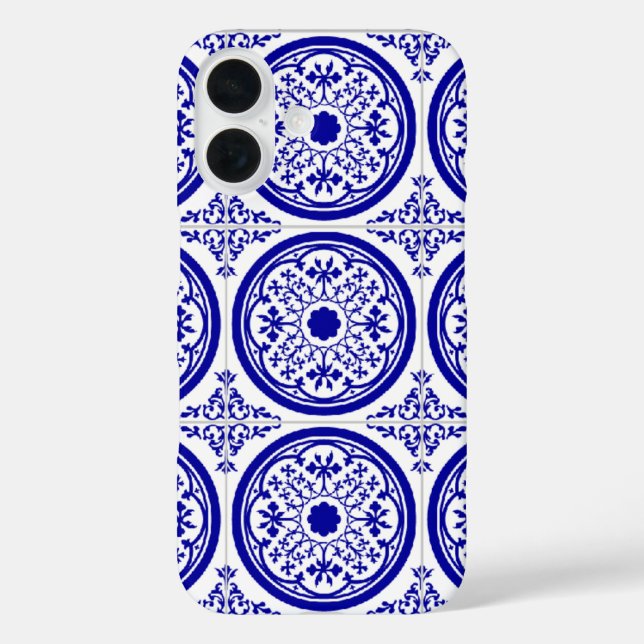 Blue White Delft Inspired Faux Tile iPhone Case (Back)