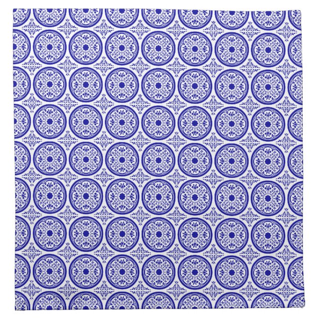Blue White Delft Instiped Faux Tile Napkins (Front)
