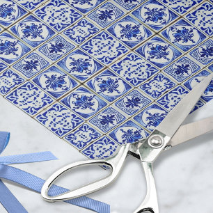 Blue White Delft Look small tiles - pretty vintage Tissue Paper