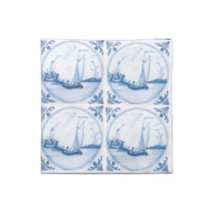Blue White Delft Sailboat Napkin