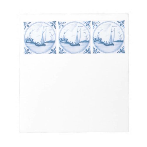 Blue White Delft Sailboat Notepad