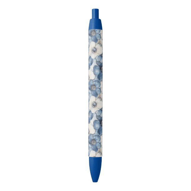 Blue White Denim Floral  Pen (Front Vertical)