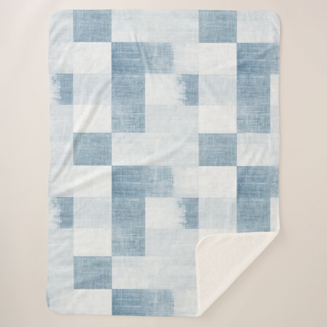 Blue White Denim Jean   Sherpa Blanket (Front)