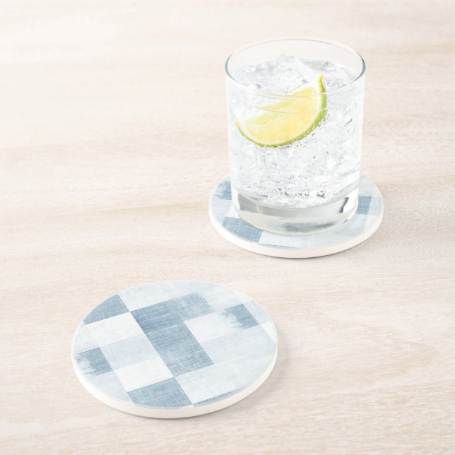 Blue White Denim Jean Stripes   Coaster (Side)