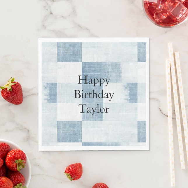 Blue White Denim Jean Stripes   Napkins (Insitu)