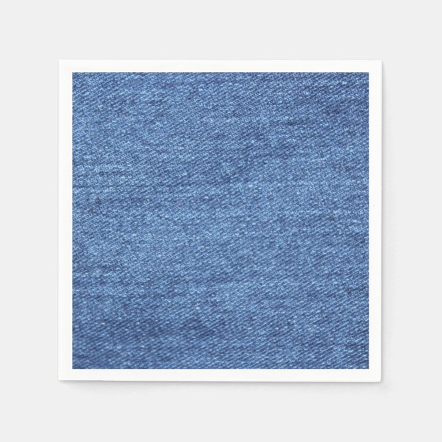 Blue White Denim Look Texture Paper Napkins (Front)