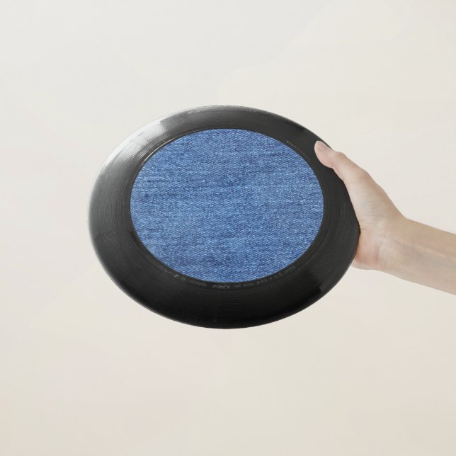 Blue White Denim Look Texture Wham-O Frisbee (In Hand)