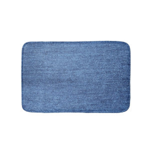 Blue White Denim Texture Look Image Bathroom Mat