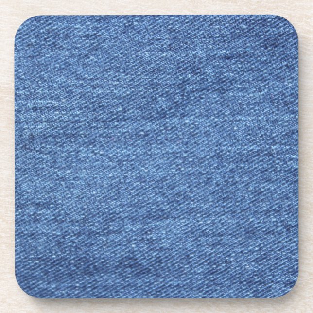 Blue White Denim Texture Look Image Beverage Coaster (Front)