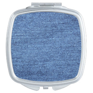 Blue White Denim Texture Look Image Compact Mirror