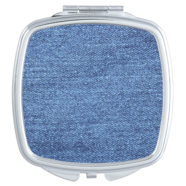 Blue White Denim Texture Look Image Compact Mirror (Front)