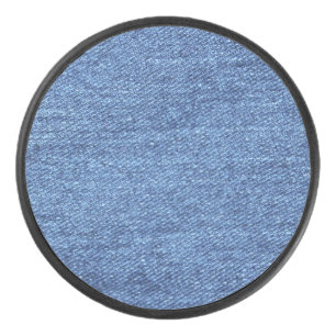 Blue White Denim Texture Look Image Hockey Puck