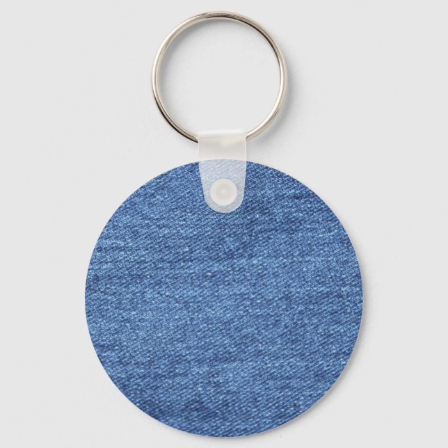 Blue White Denim Texture Look Image Keychain (Front)