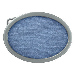 Blue White Denim Texture Look Image Oval Belt Buckle
