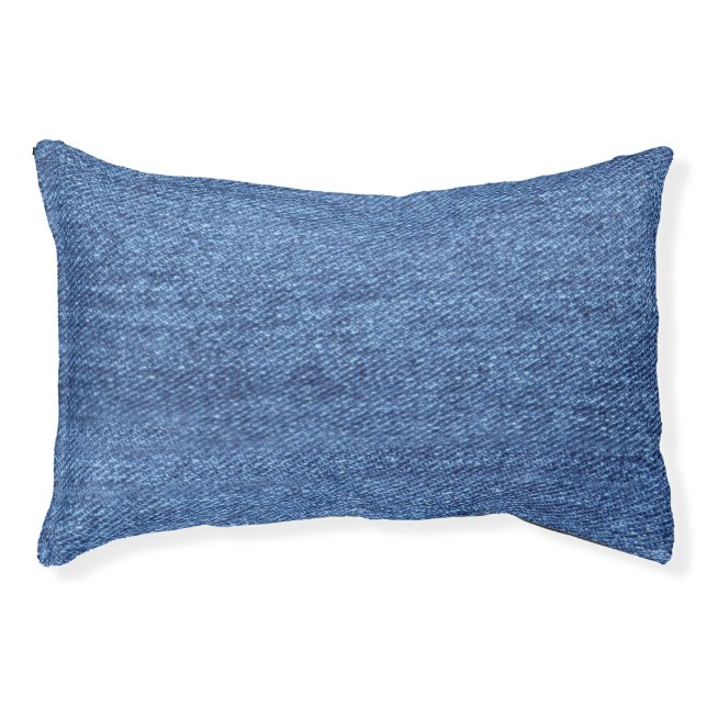 Blue White Denim Texture Look Image Pet Bed (Front)