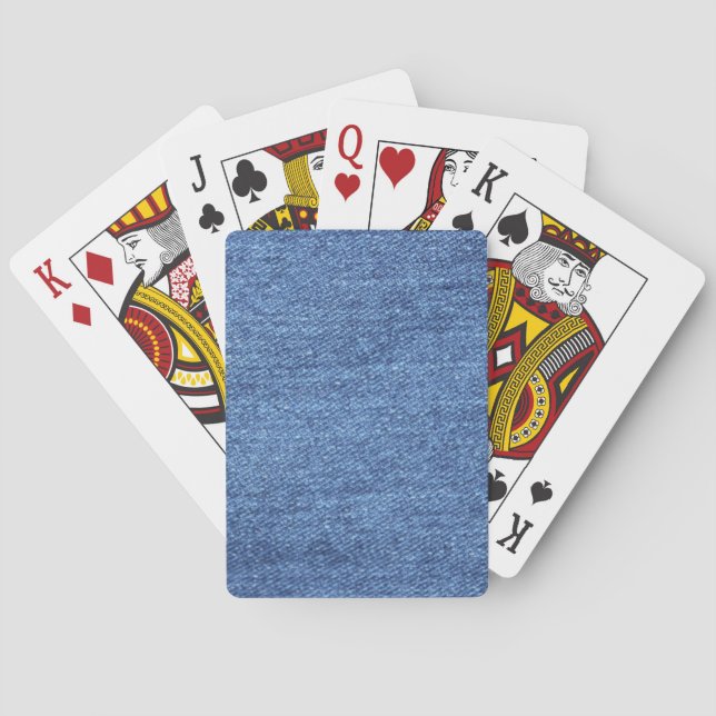 Blue White Denim Texture Look Image Poker Cards (Back)