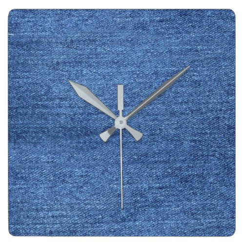 Blue White Denim Texture Look Image Square Wall Clock