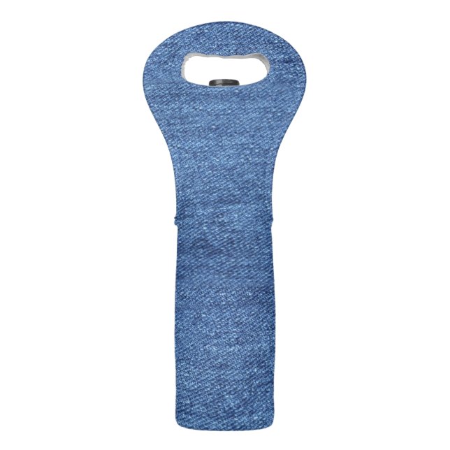 Blue White Denim Texture Look Image Wine Bag (Front)