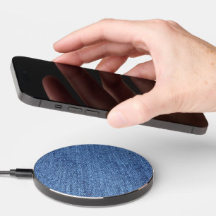 Blue White Denim Texture Look Image Wireless Charger