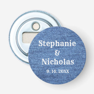 Blue White Denim Theme Wedding Bottle Opener