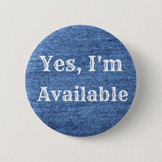Blue White Denim Theme Wedding Button (Front)