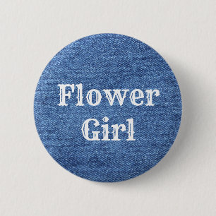 Blue White Denim Theme Wedding Button