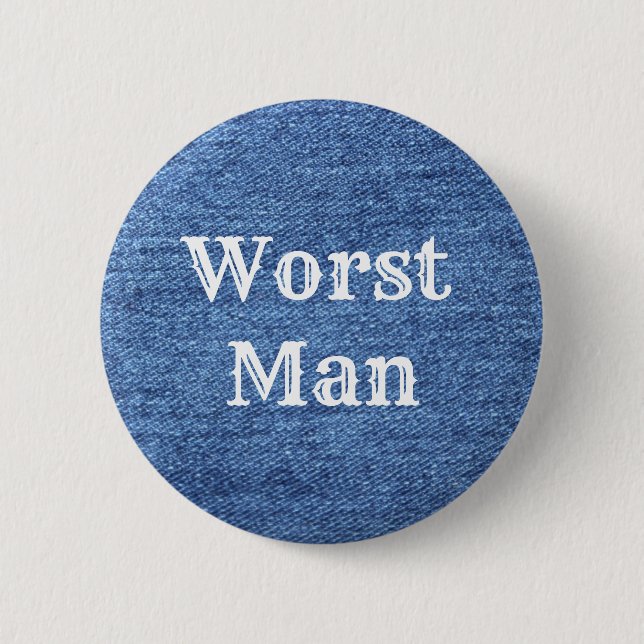 Blue White Denim Theme Wedding Button (Front)