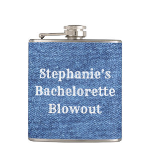Blue White Denim Theme Wedding Flask