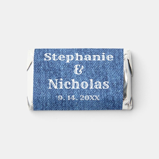 Blue White Denim Theme Wedding Hershey's Miniatures (Front)