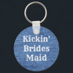 Blue White Denim Theme Wedding Keychain<br><div class="desc">A faux denim in a rough blue and white texture look for a more casual look for your special day. While not actual denim fabric, the feeling is friendly especially in a country or rustic way. These products are fully customizable, including font faces and sizes, and may be personalized with...</div>