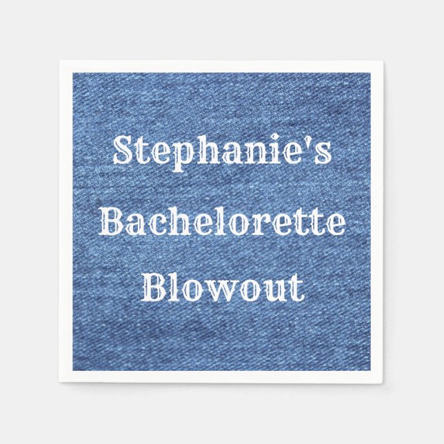 Blue White Denim Theme Wedding Napkins (Front)