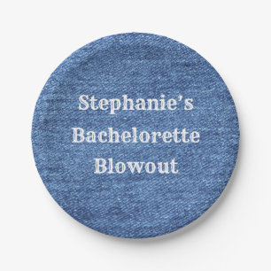 Blue White Denim Theme Wedding Paper Plates