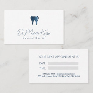 Blue White Dentist Professional Dental Appointment Business Card