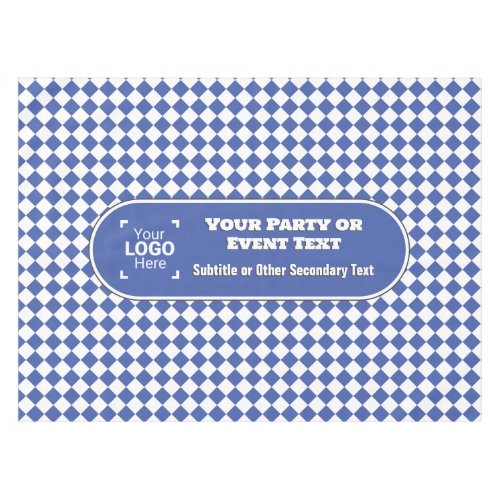 Blue  White Diamond _ Custom Text  Logo Event Tablecloth